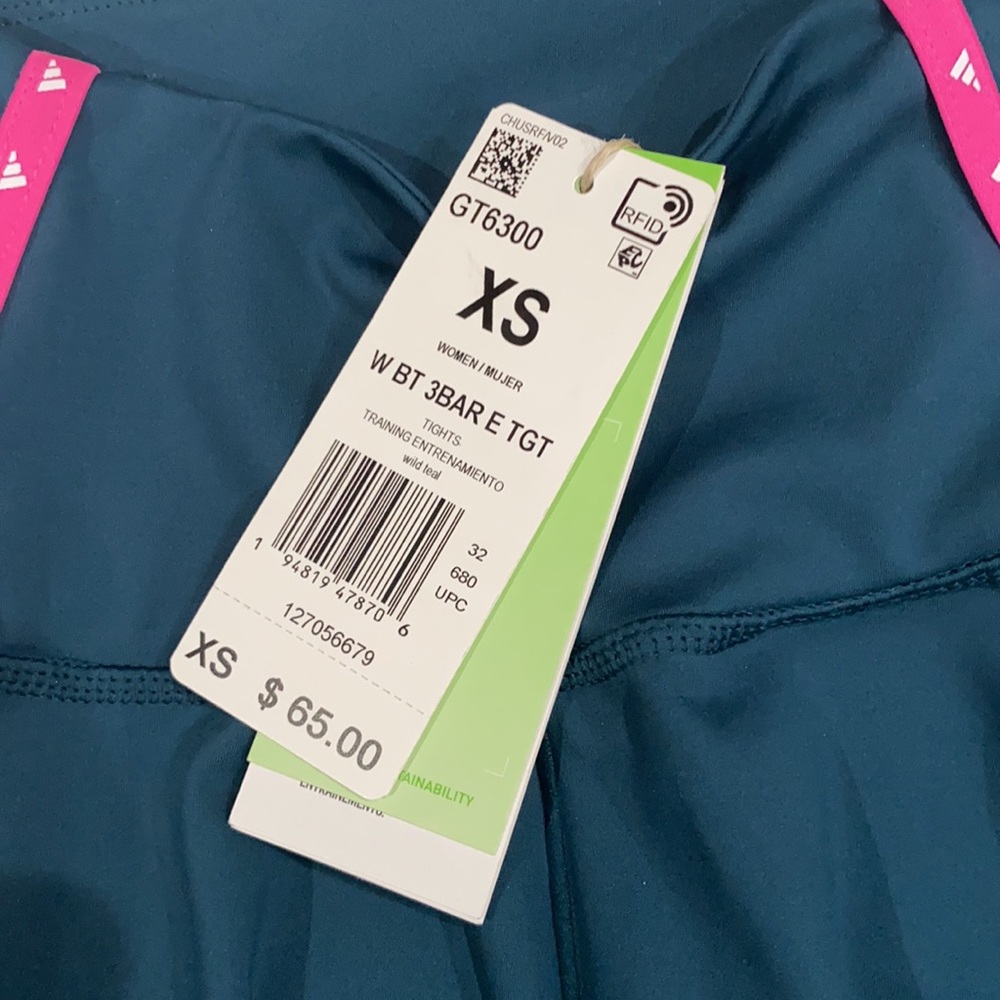 Adidas Women's Primegreen Aeroready 3 Bar Elastic Training Tights XS - Picture 6 of 11